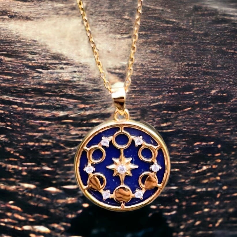 Lapis Lazuli MoonPhase Pendant Necklace