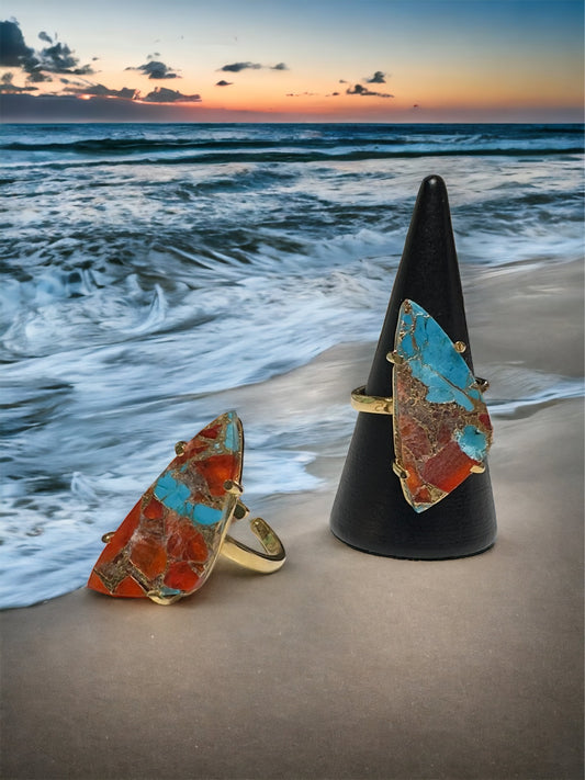 Carnelian And Turquoise Mojave Ring