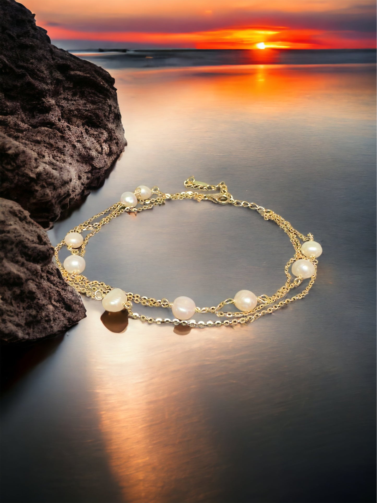 Gold Fresh Water Pearl Anklet