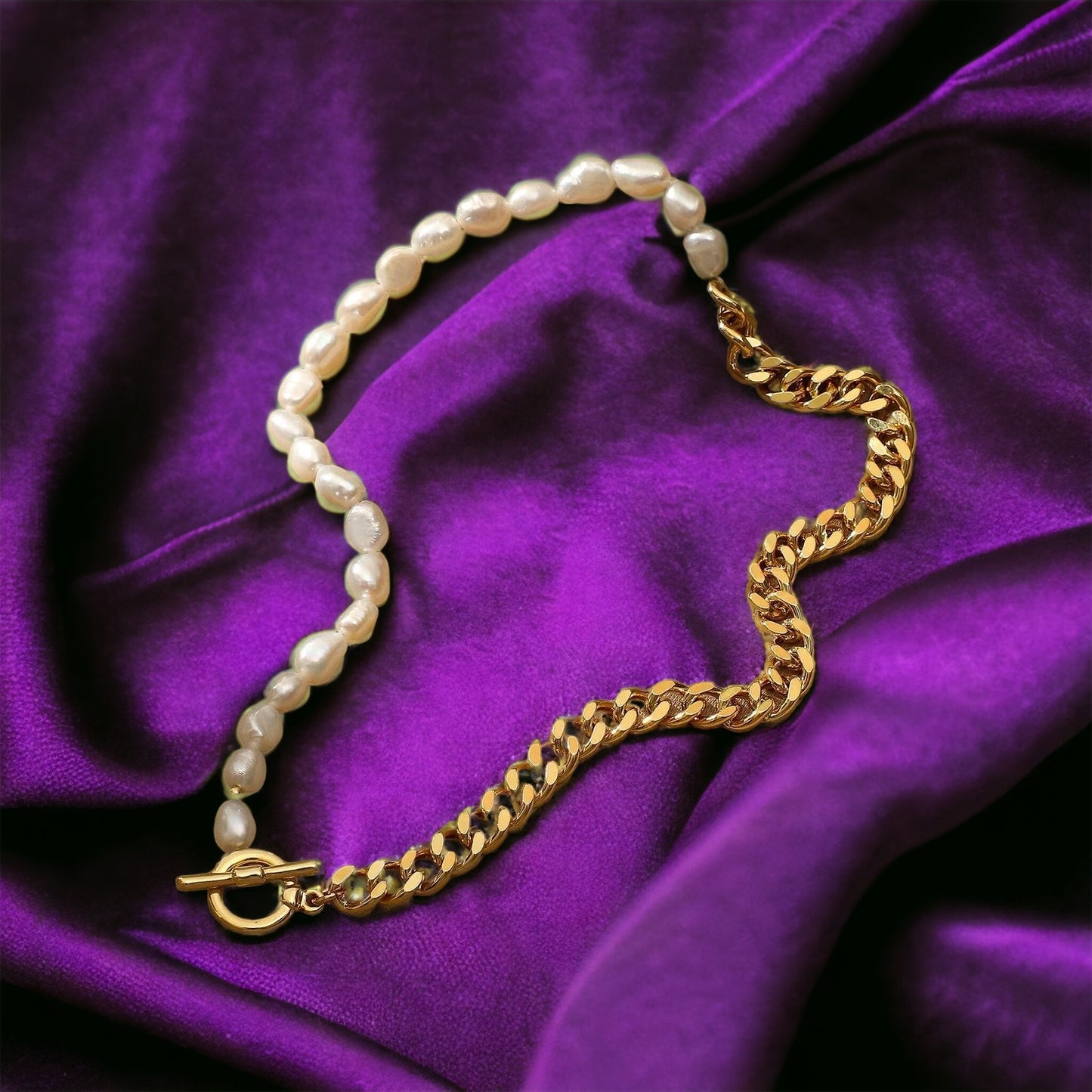 18k Gold Chain & Freshwater Pearl Necklace