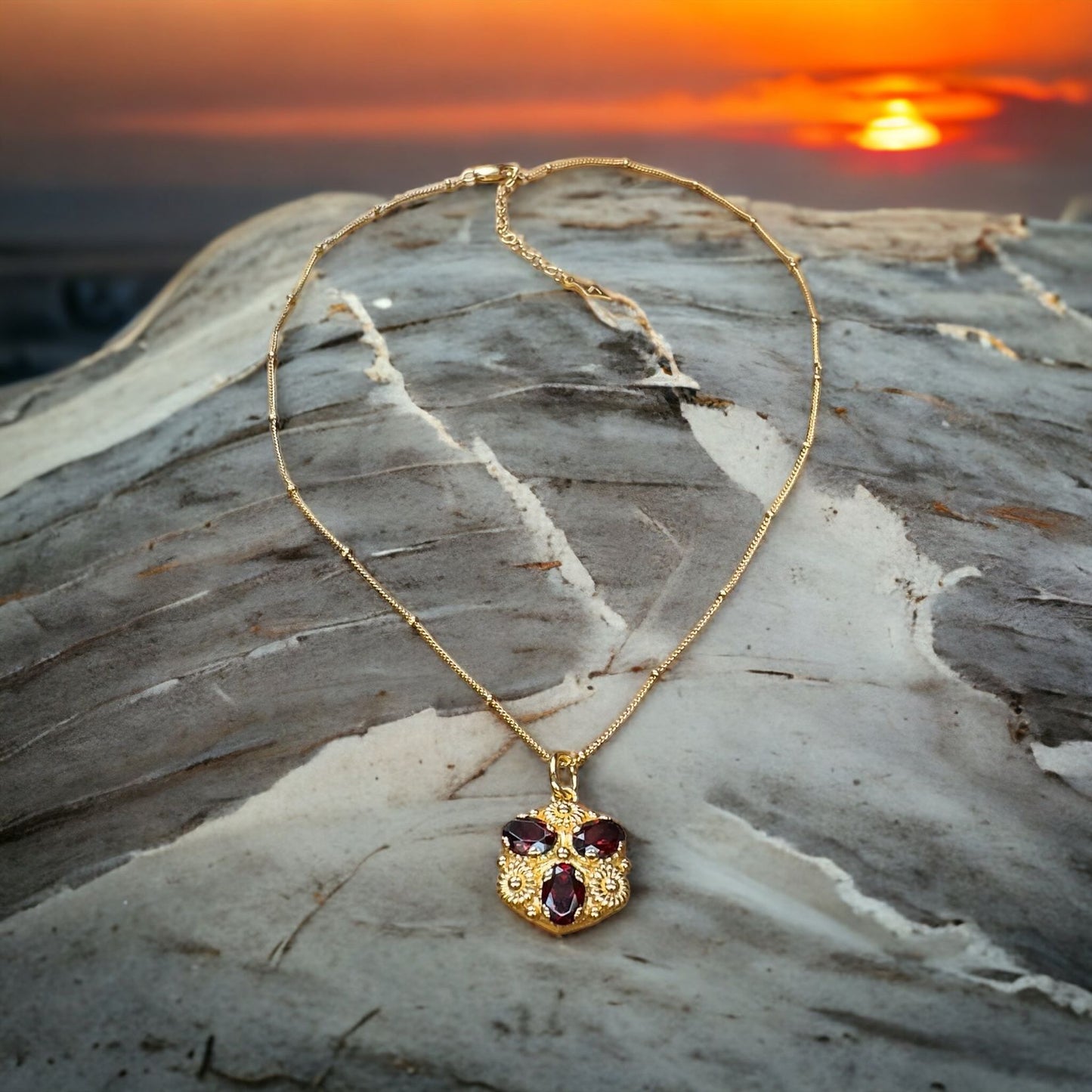 Garnet Gold Necklace