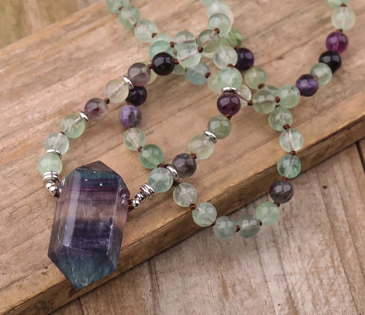 Fluorite Pointed Mala Necklace