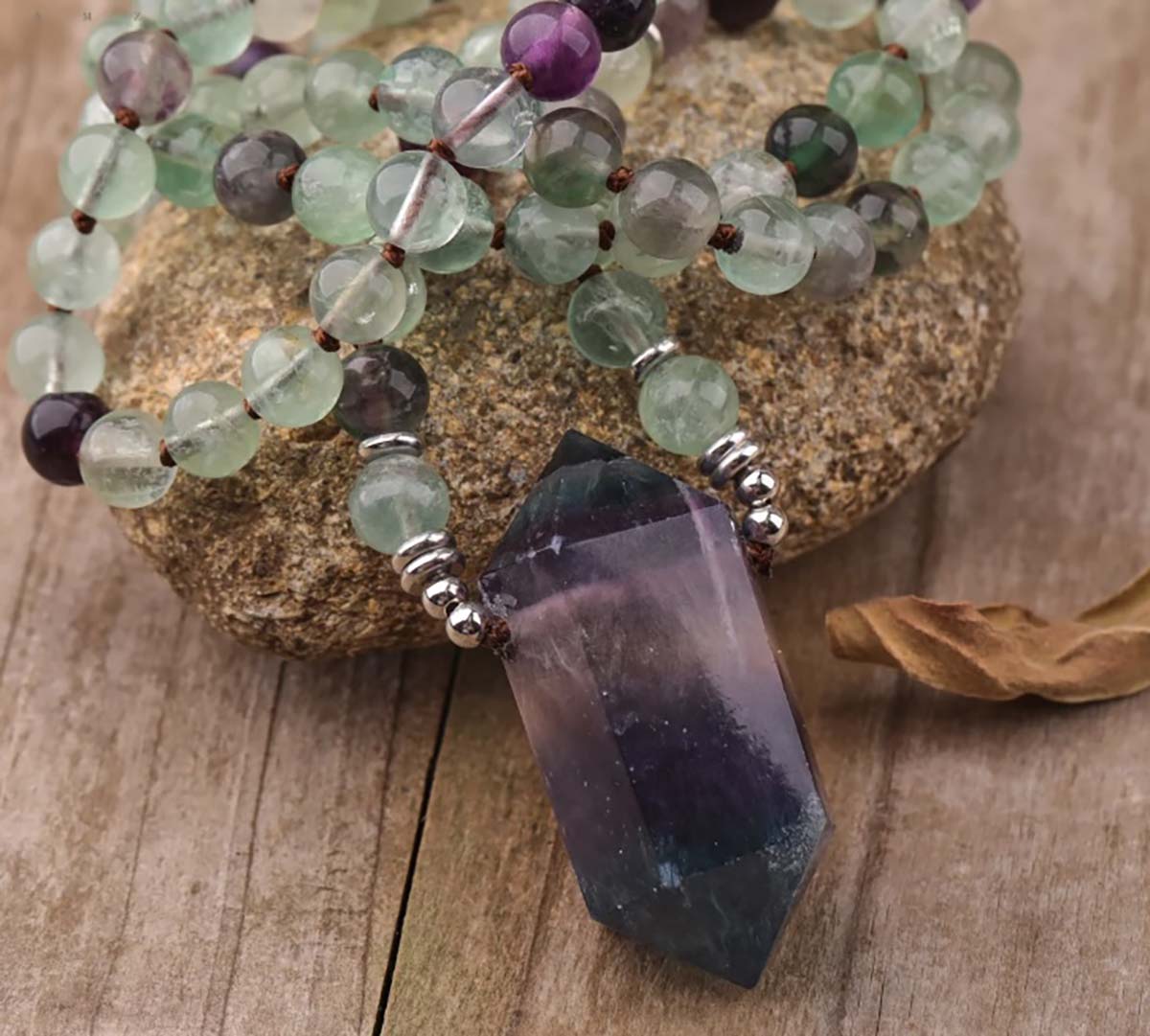 Fluorite Pointed Mala Necklace