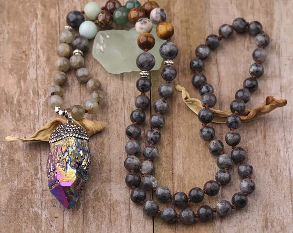 Titanium Rainbow Aura Mala Necklace