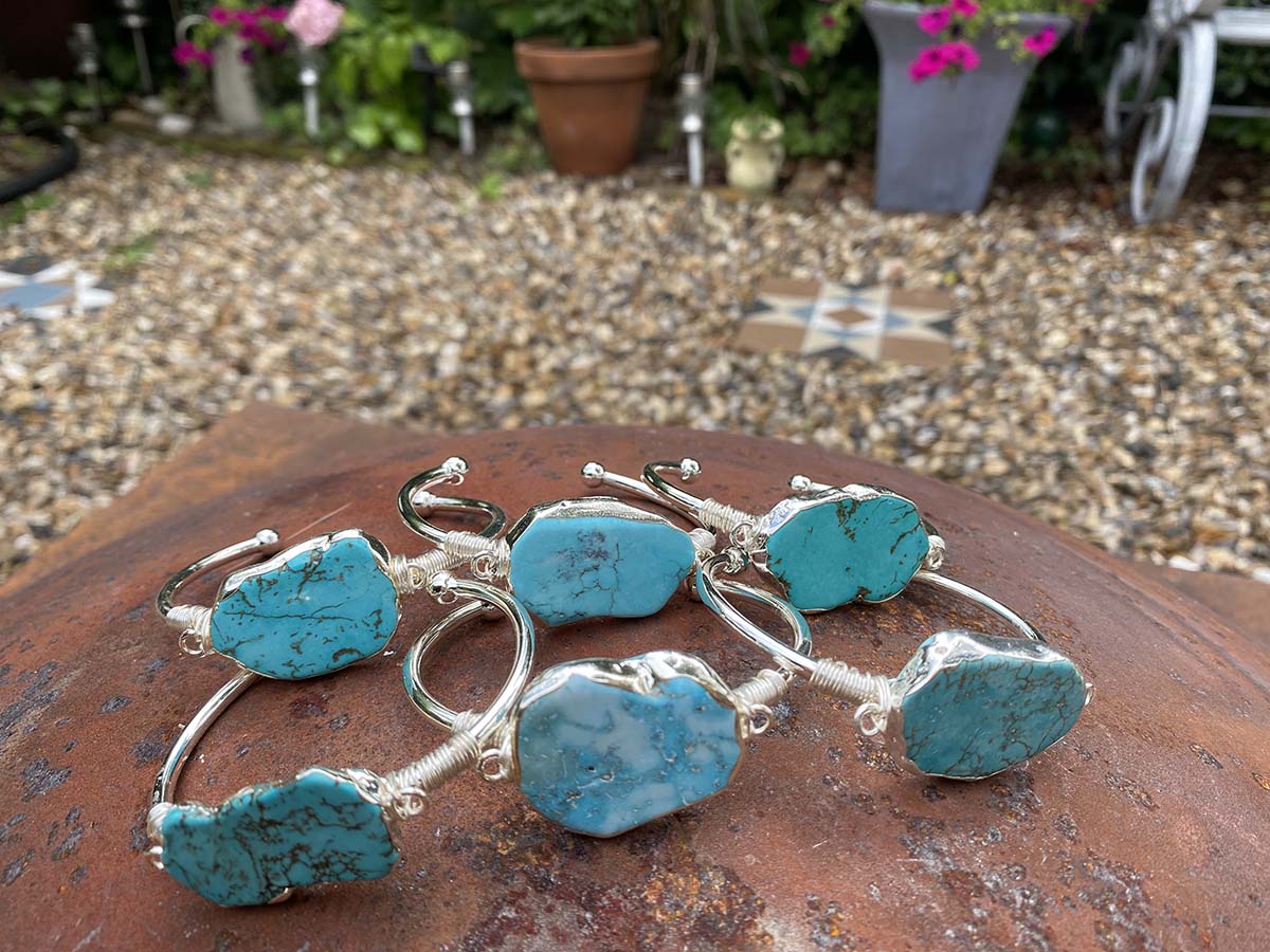 Natural Turquoise Silver bangles