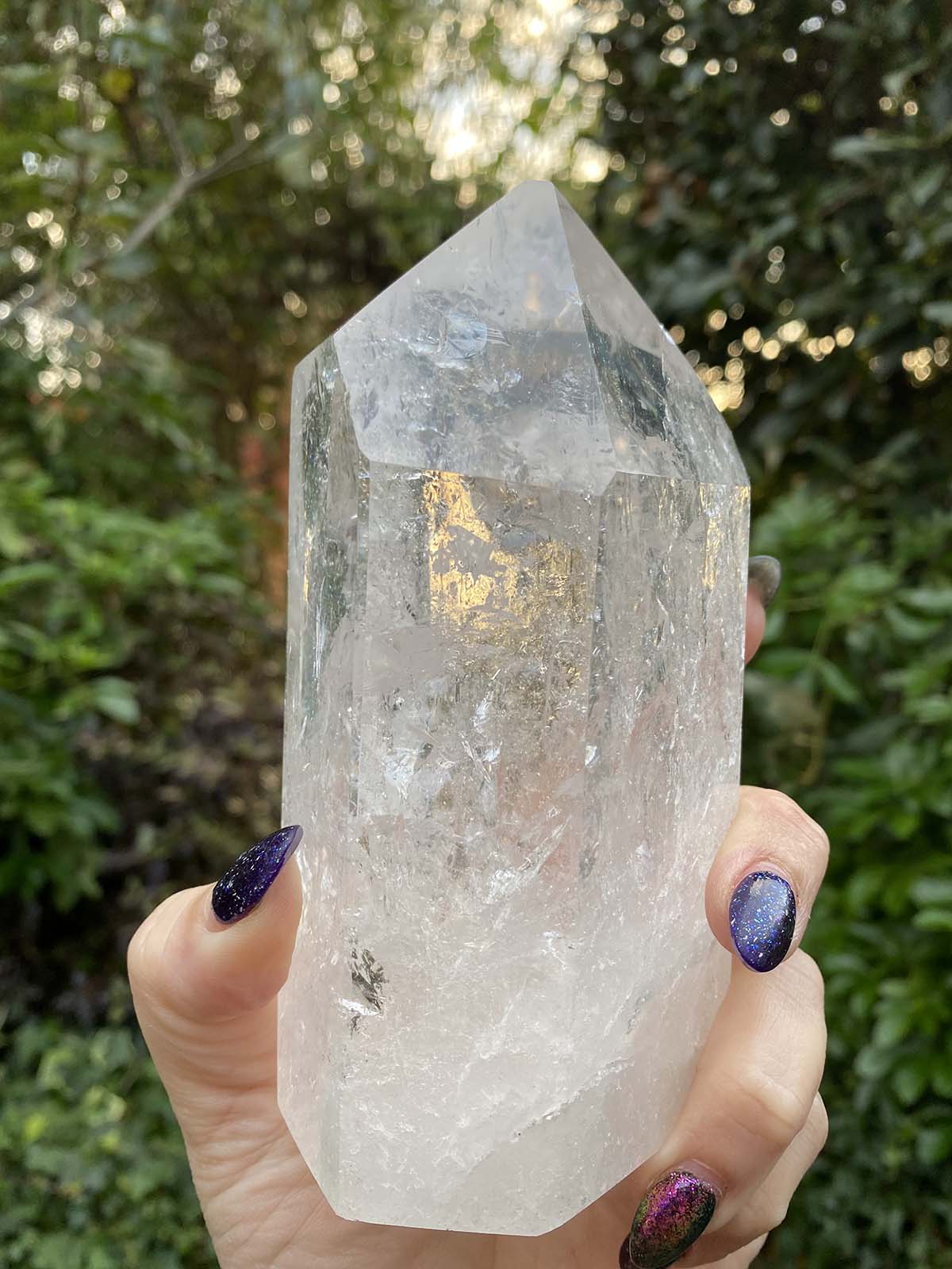 clear quartz crystal tower