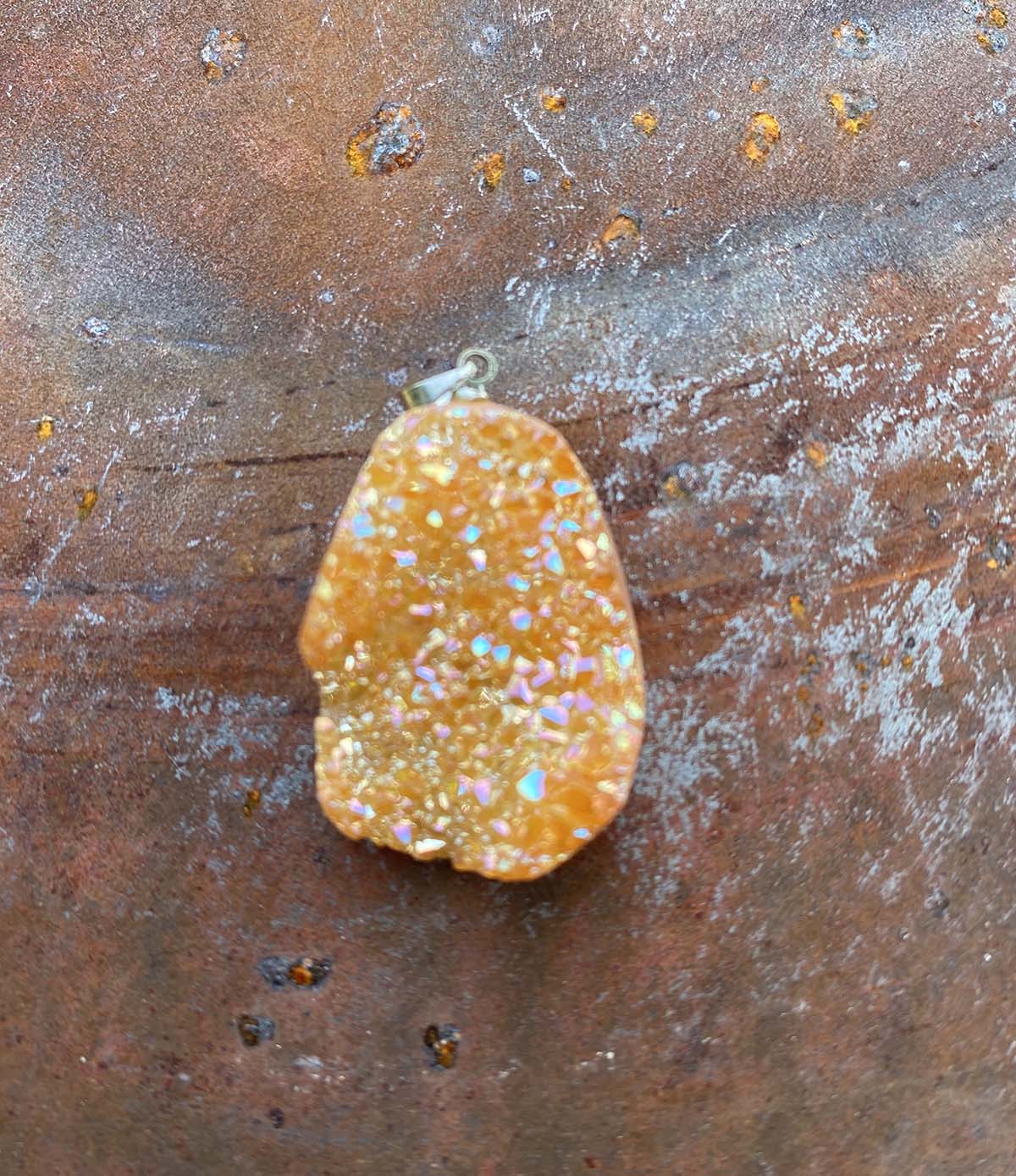 Peach agate druzy pendants