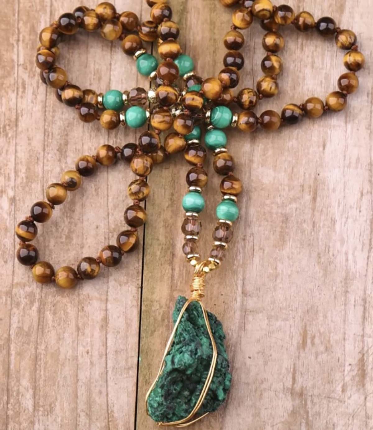 Natural velvet Malachite Mala necklace