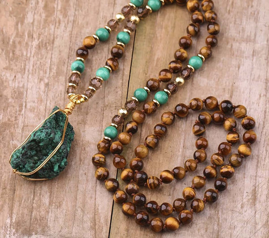 Natural velvet Malachite Mala necklace