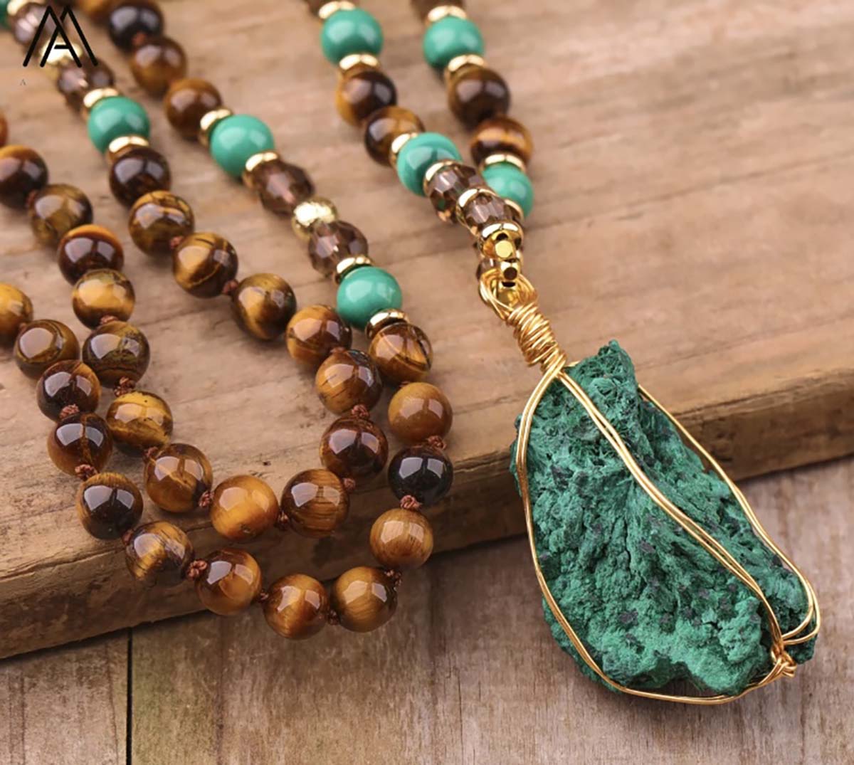 Natural velvet Malachite Mala necklace