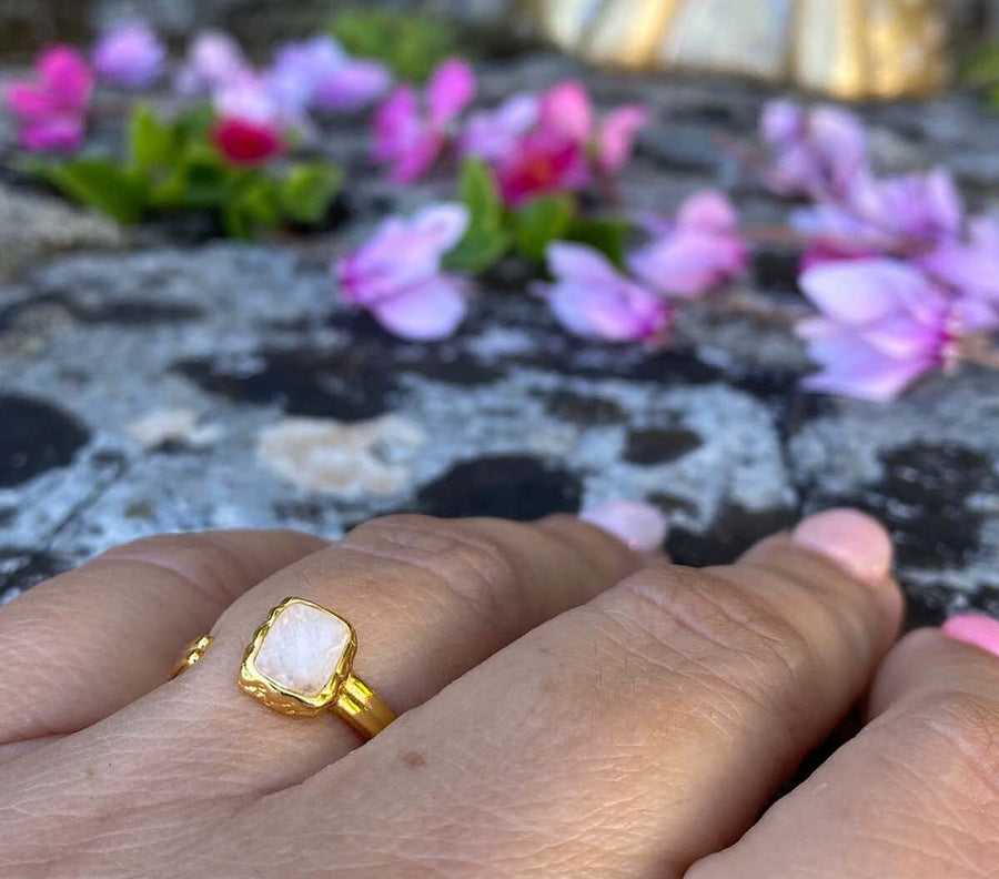 Zarif Collection 18k Gold Vermeil Moonstone Ring