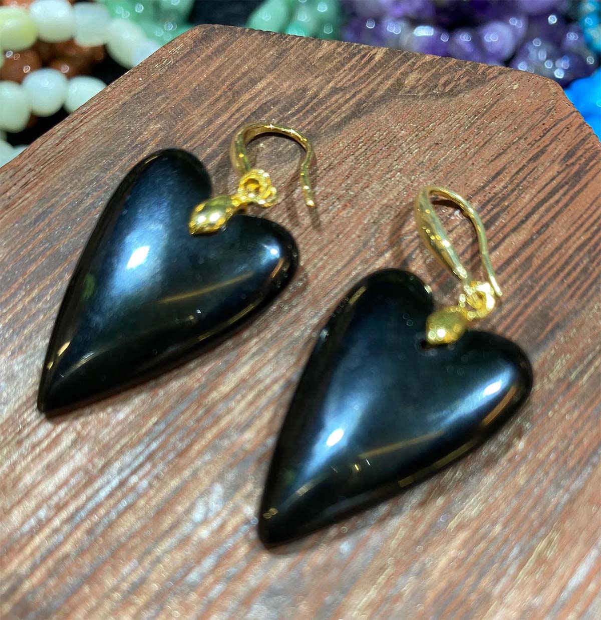 Black Obsidian Heart earrings