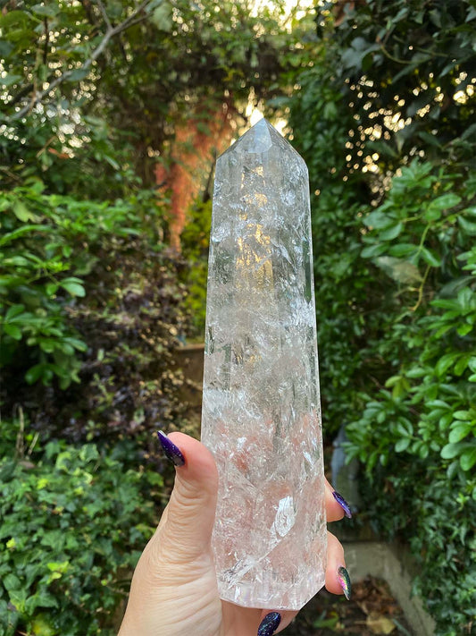 clear quartz crystal tower