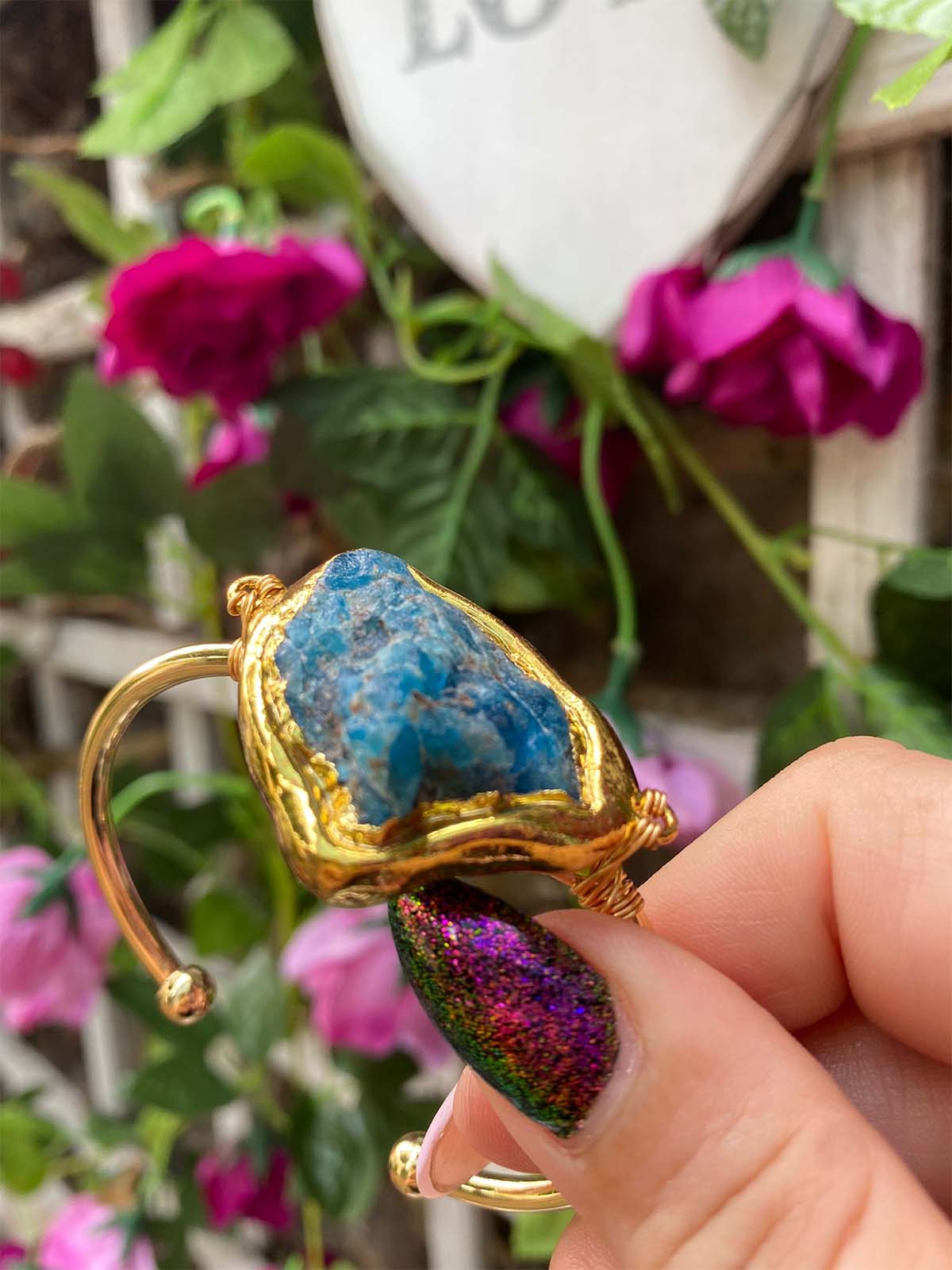 Turquoise Natural stone Gold Bangle
