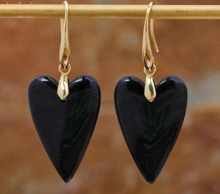 Black Obsidian Heart earrings