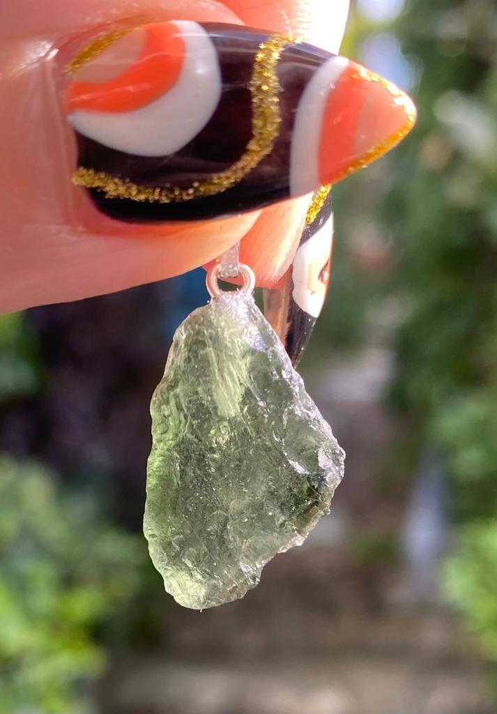 Moldavite Pendant With 925 Sterling Silver Bale